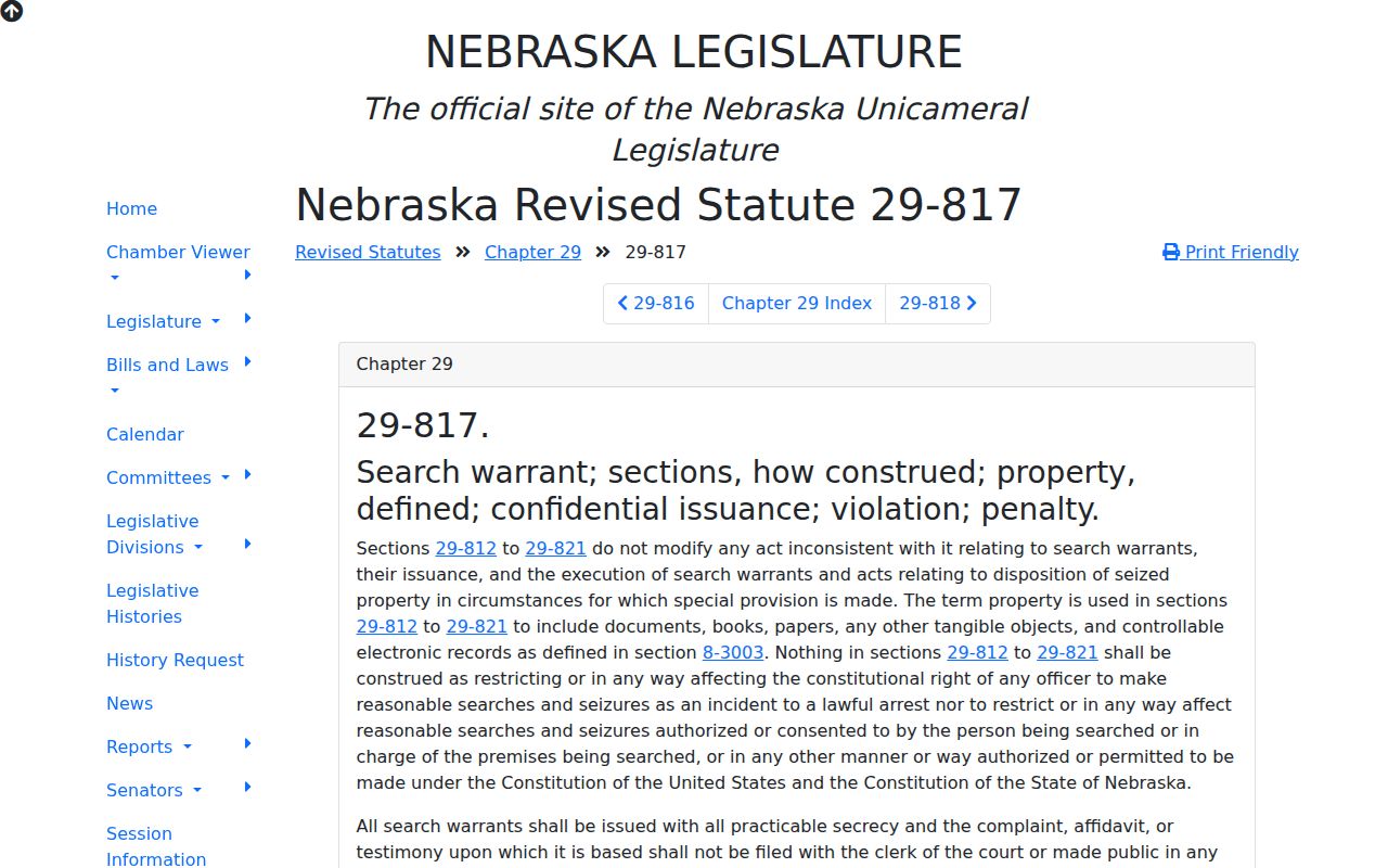 Knox County warrant records Nebraska statute access screen