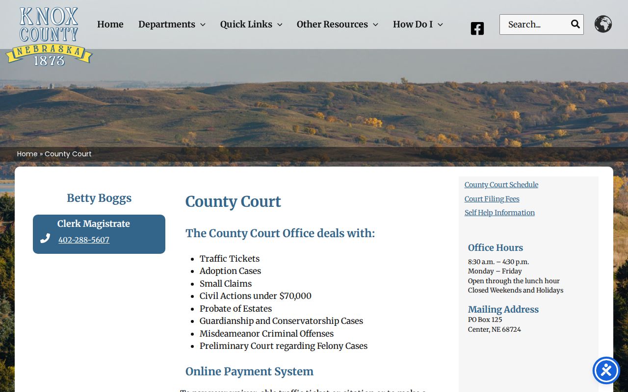 Knox County warrant records county court office